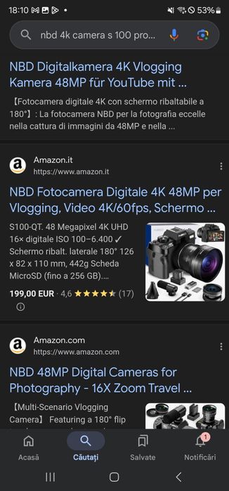 Cameră digitală NBD 4K 48MP pentru vlogging, video 4K/60fps