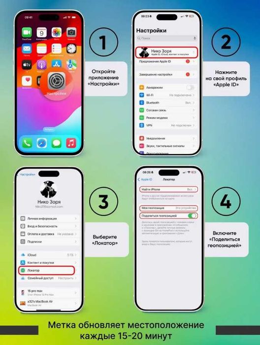 GPS трекер для Apple (Iphone), Bluetooth метка, AirTag