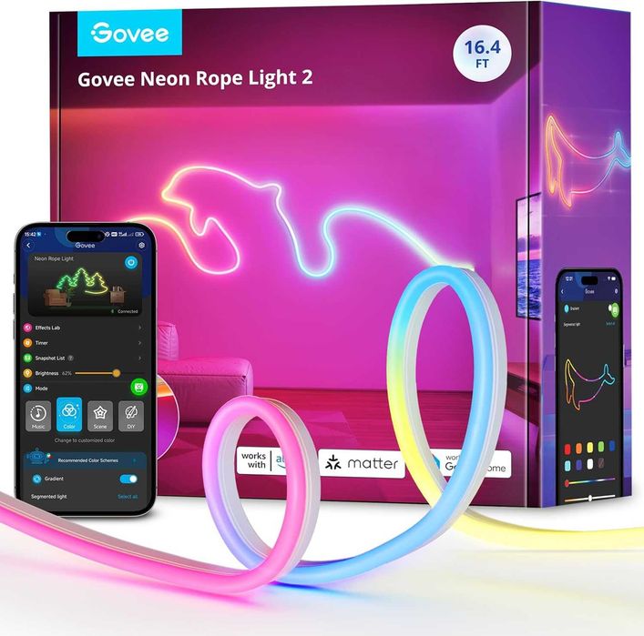 Govee Neon Rope Light 2 - Направи си сам смарт неонова табела (5м) гр ...