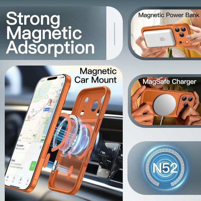 Матов magsafe кейс за apple iphone 17 pro - оранжев