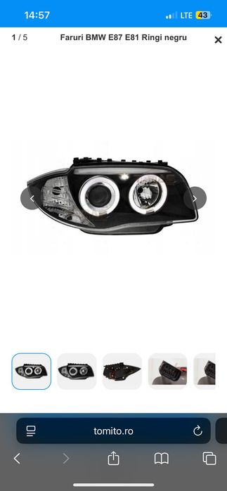 Faruri BMW seria 1 compatibile cu e87. E81 ringi negru