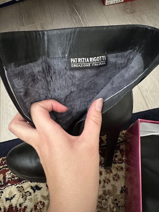 Кожанные зимние ботильоны