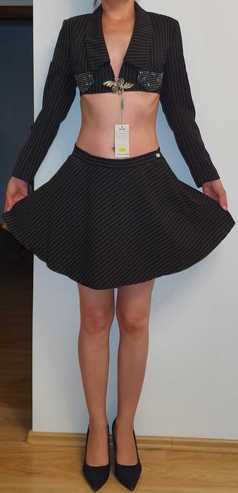 Costum de dama dans scena club fusta bluza marime S M 38-42 negru Nou