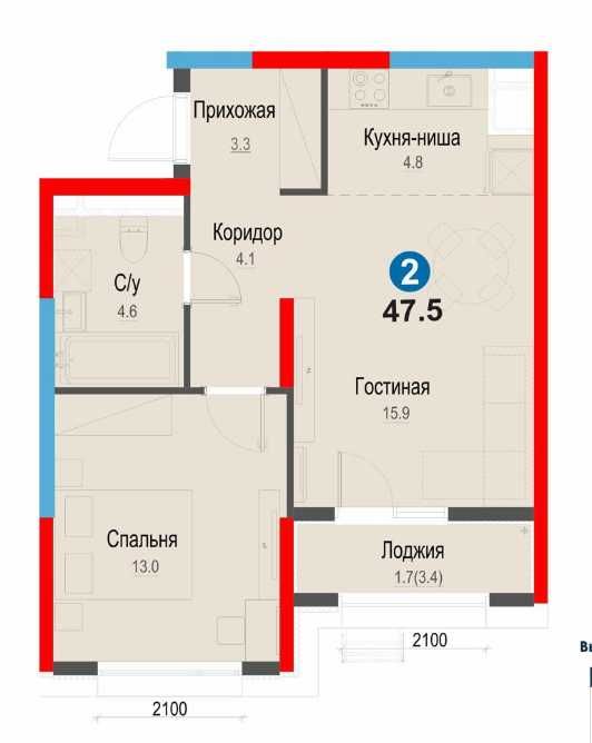 Срочно продается 2х комнатная квартира в новостройке на Ипотеку Б.А