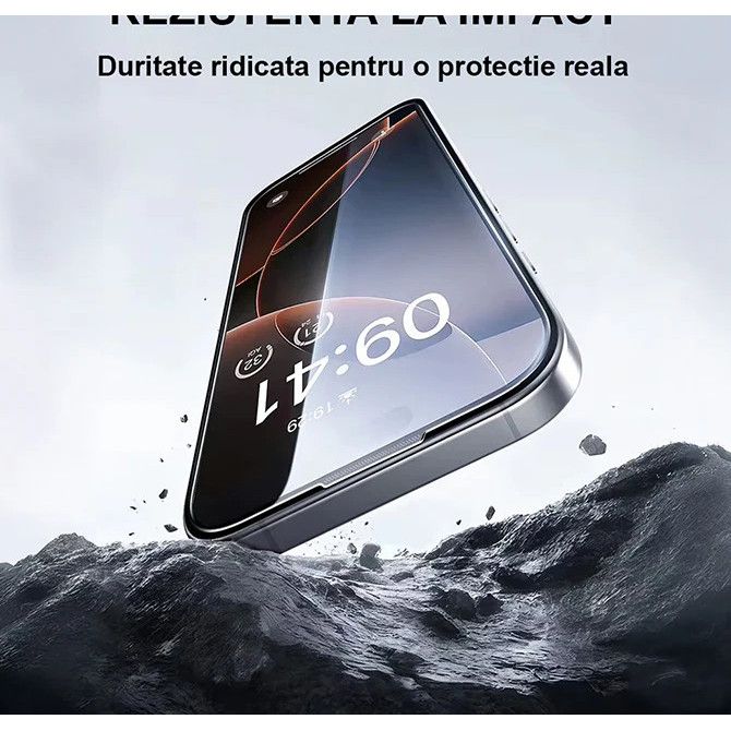 Folie Telefon HD iPhone 17 PRO HEYBINGO, E-Touch Box, Cu Kit de Aplicare si Functie Automata de Indepartare a Prafului