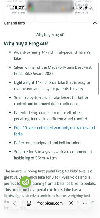 Bicicletă copii Frog 40 (14”)