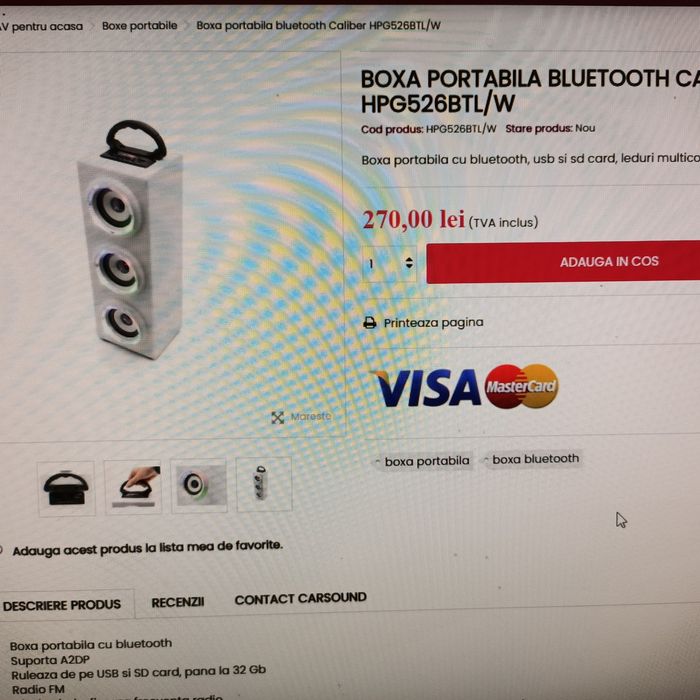 Boxa portabila cu bluetooth si radio