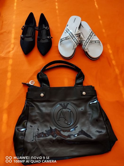 Лот нови обувки+чехли номер 41 стелка 26,5 см+подарък чанта