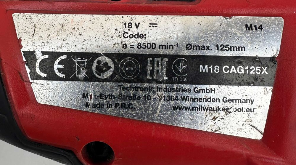 Milwaukee M18 CAG125X - Безчетков акумулаторен ъглошлайф 18V