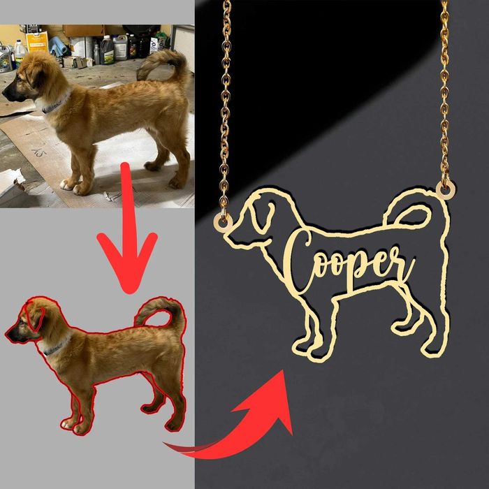 Сребърно колие с име на куче, подарък за собственик на куче