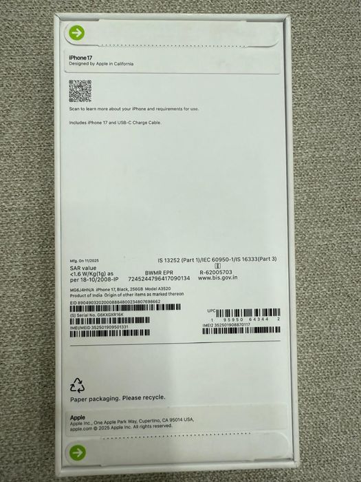 Iphone 17, black, 256 ГБ