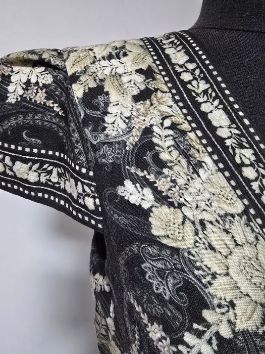 Rochie maxi din in si bumbac, model cu imprimeu  lotus înghețat