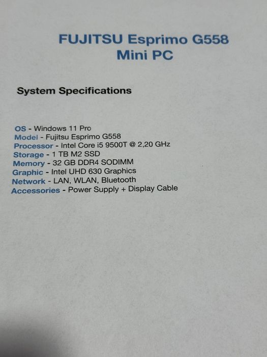 Fujitsu Esprimo G558 i5 32GB 1TB SSD Windows 11 Pro