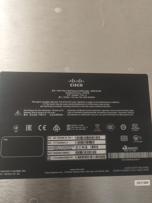 CISCO Telepresence sx80 Codec