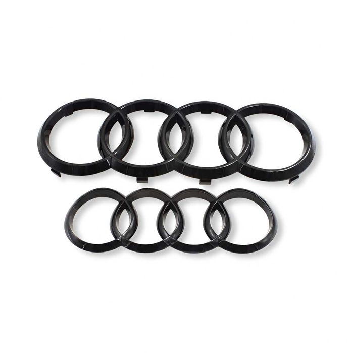 Черни Емблеми Рингове за Audi - Предна / Задна Емблема за Багажник - Черен гланц