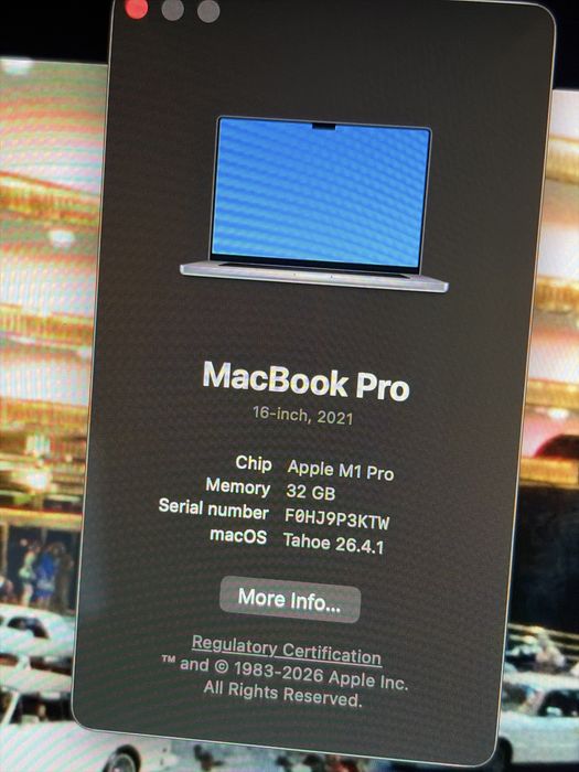 MacBook Pro 16 M1 Pro 32gb ram 100%