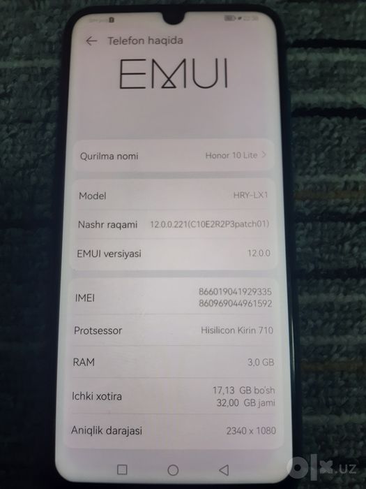 honor 10 Lite  3/32 Gb, IMEI ka qilish kk