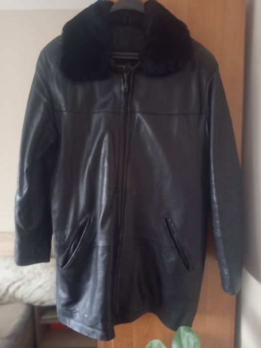 Дамско черно яке от естествена кожа XL р.