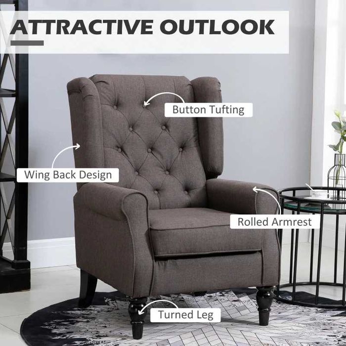 Fotoliu stil Francez cu perne detasabile Gri , HOMCOM