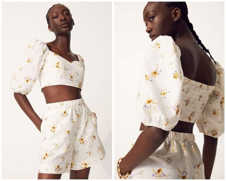 Панталон и кроп топ ленен бленд H&M размер М