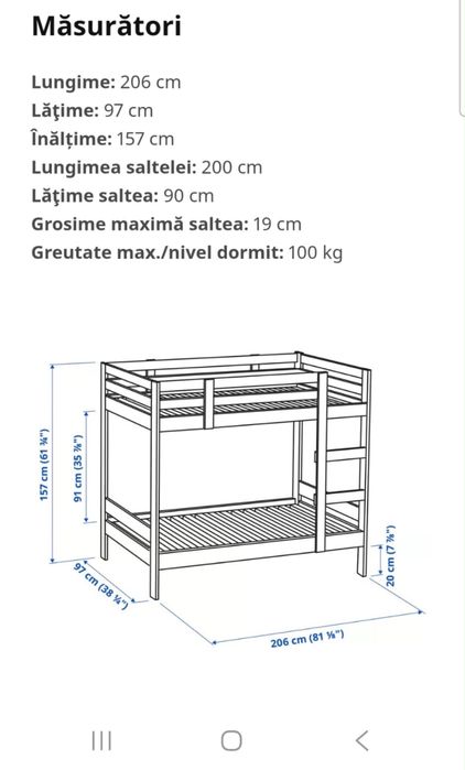 Pat suprapus / supraetajat din gama Ikea Mydal