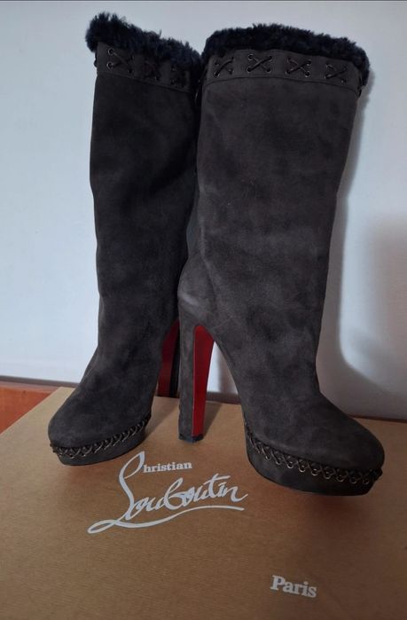 Cizme Christian Louboutin din piele întoarsă
