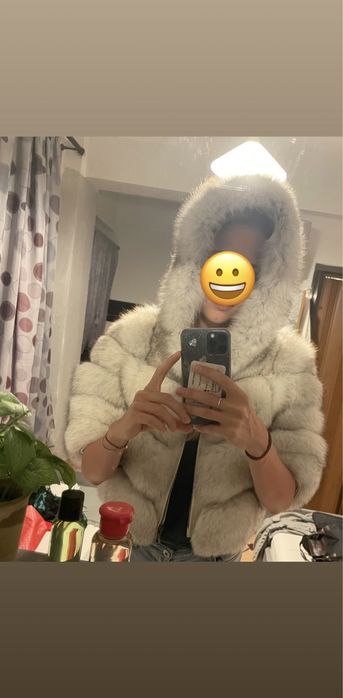 Vand blana alba cenusie din vulpe polara noua