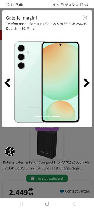 Samsung Galaxy S24 fe 254 gb nou