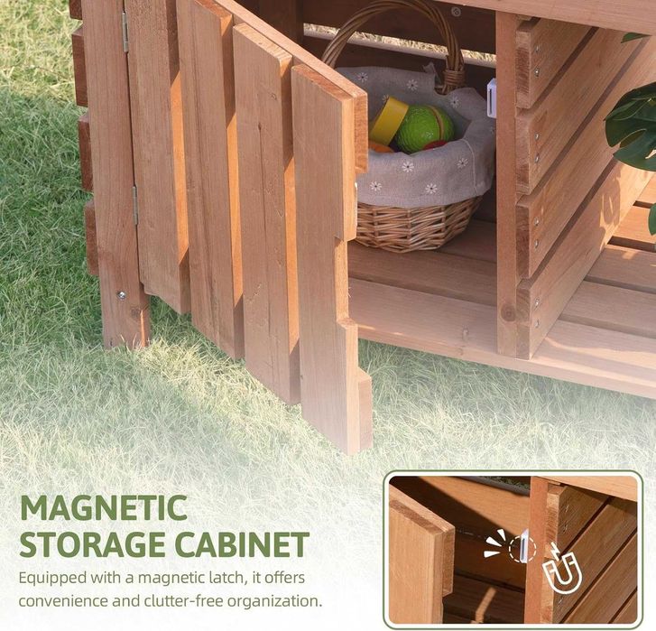 OOOK Детски кухненски комплект с навес, 3+ години, масивна ела