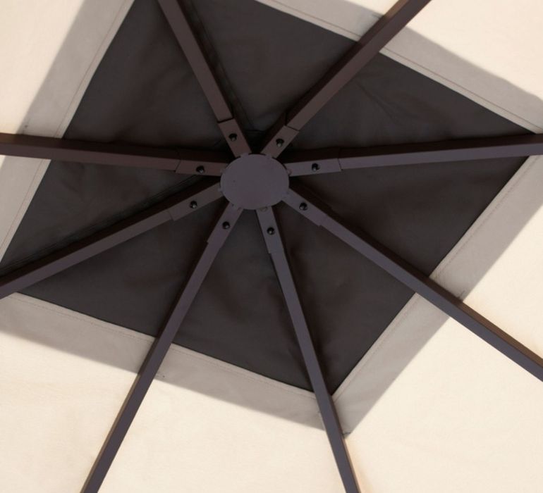 Pavilion / cort gradina, Torino, patrat, cadru metalic + poliester, bej, 3 x 3 m