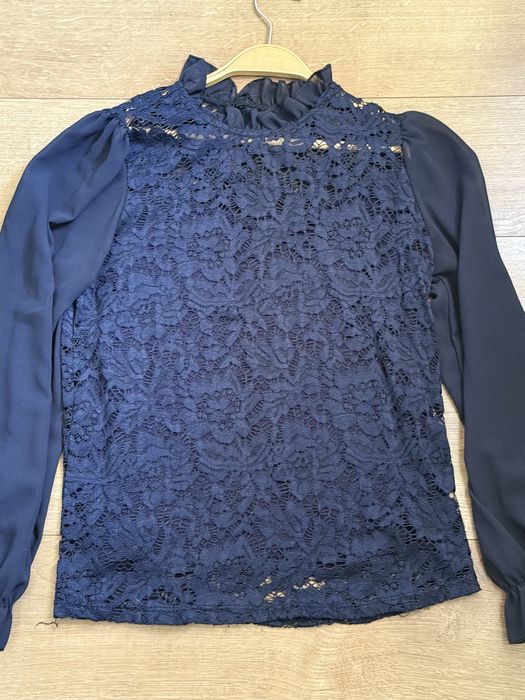 Синя дамска риза с дантела