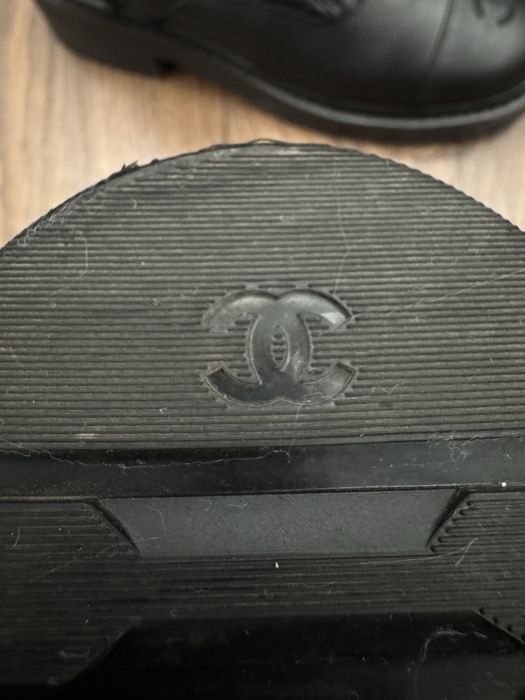 Chanel lace up black boots