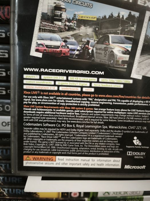 Joc/jocuri Grid Racedriver auto, curse  Xbox360 original