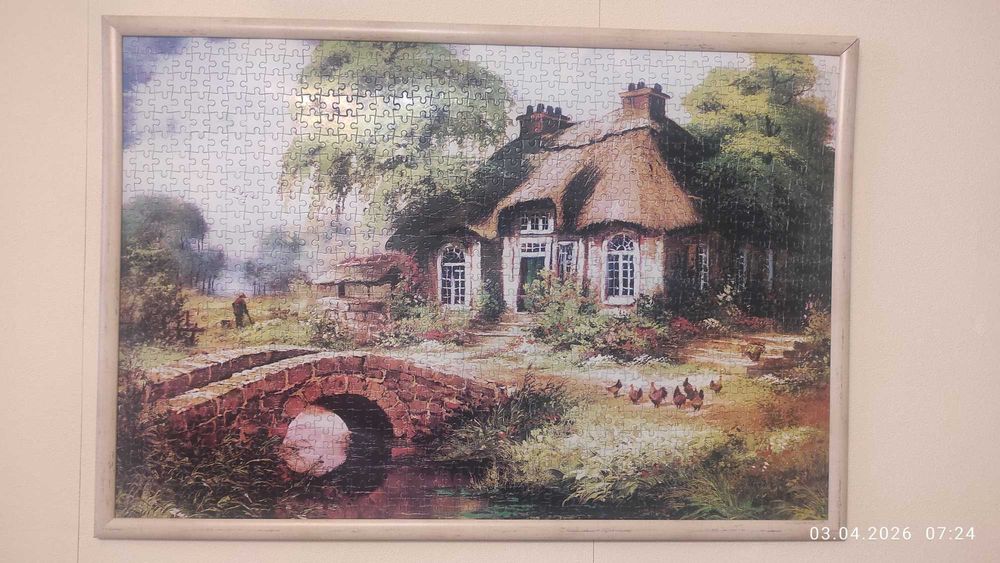АРТ пъзел нов РАМКИРАН "Къща сред зеленината" - Рент Уитхар