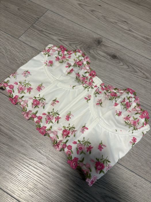 corset alb floral