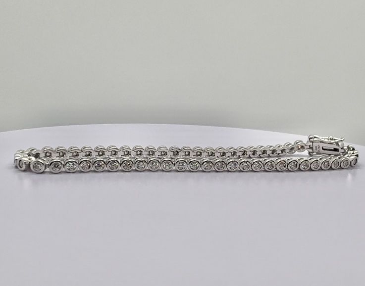 Нова сребърна тенис гривна с лаб. диаманти “Moissanite” (мойсанит)