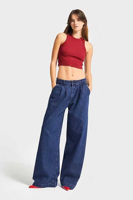 Женские синие джинсы Palazzo с низкой посадкой
