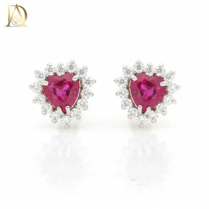 Нови Златни Обеци с 2.00кт Естествени Рубини и 0.38кт Естествени Диама