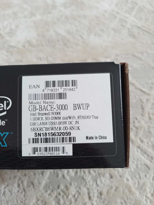 Мини ПК, Gigabyte, BRIX GB-BACE-3000, Intel Celeron N3000