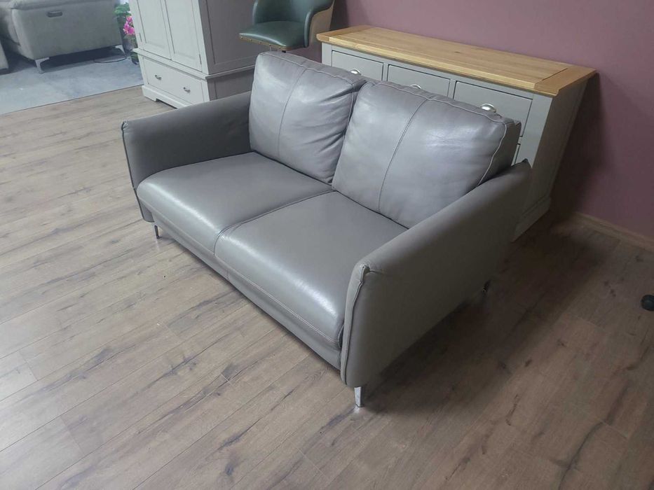 ПРОМОЦИЯ!!! Дизайнерски сив кожен диван двойка