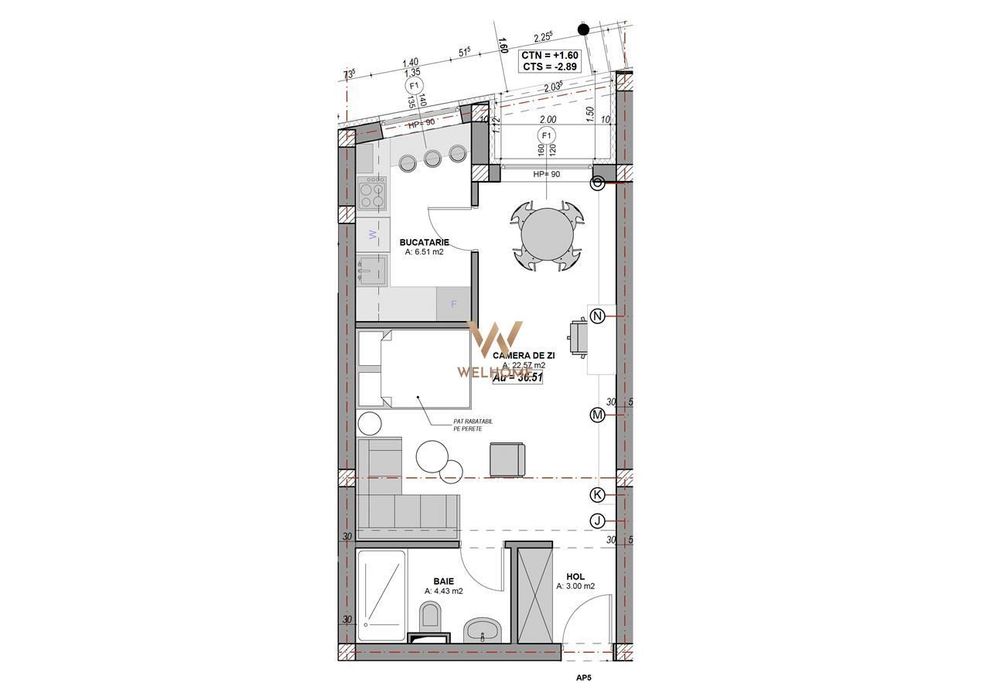 Studio modern,decomandat aer conditionat - 36.51 mpu
