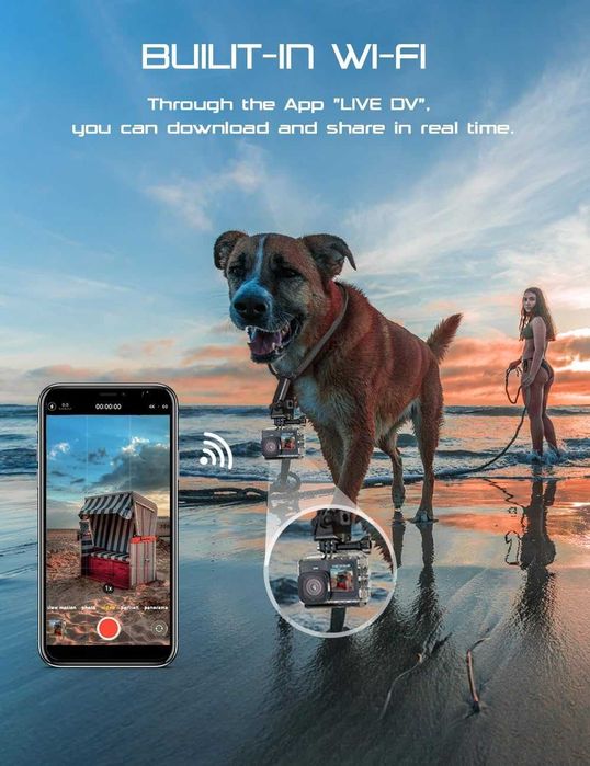 Екшън камера Apexcam X80 Pro 4K60FPS 48MP Ultra HD WiFi