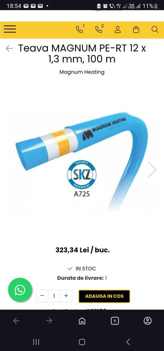 Teava MAGNUM PE-RT 12 x 1,3 mm, 100 m