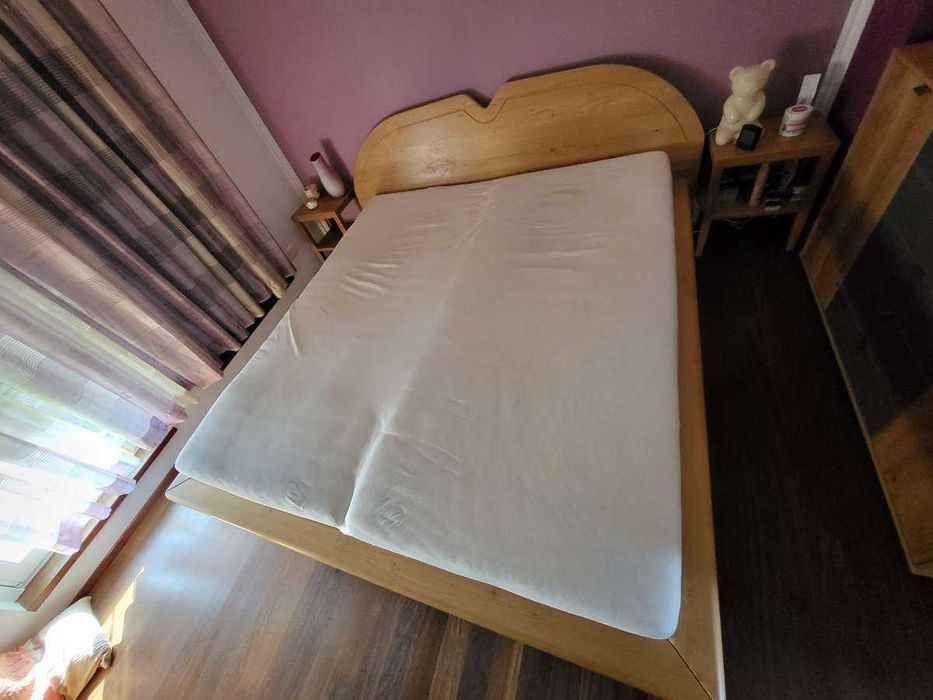 Pat din Lemn Masiv de 2 persoane cu 2 saltele de 90x200