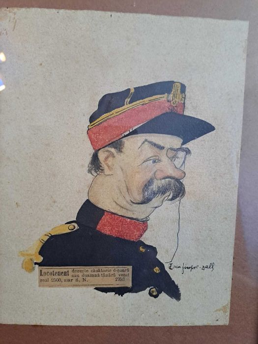 tablou caricatura veche semnata Zamphiropol Dall