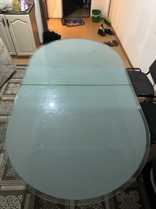 Стол стеклянный кухонный круглый