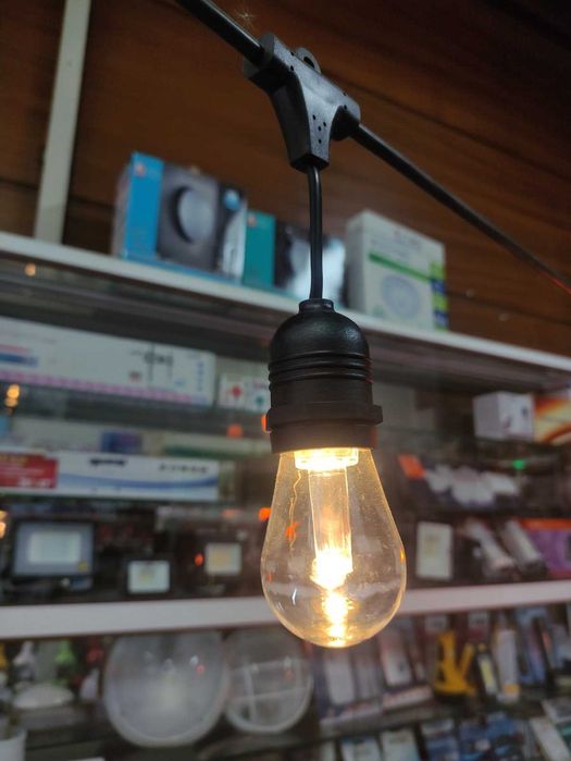 Декоративен кабел 10м-10 фасунги и 15м-15 фасунги- влагозащитен