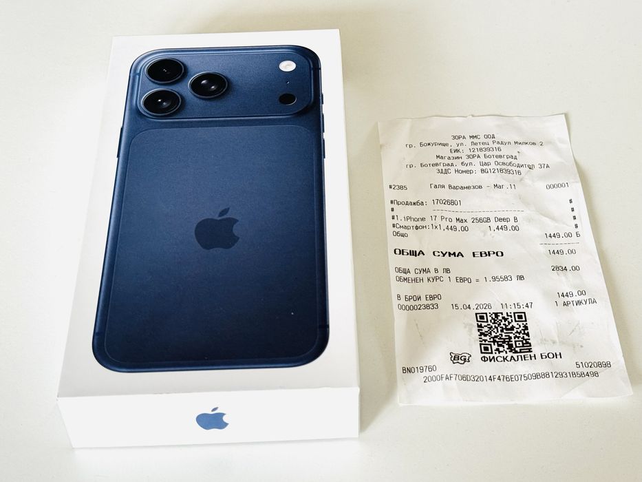 НОВ! Iphone 17 Pro Max 256GB Blue Гаранция 2 години