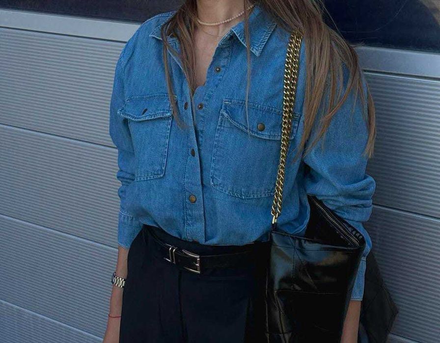 Женская рубашка джинсовая