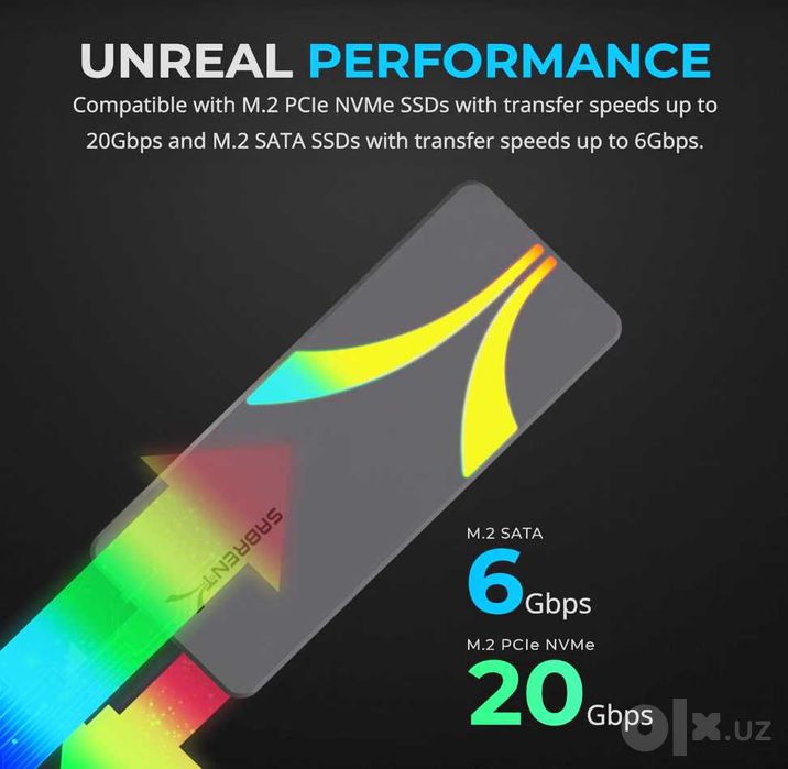 SABRENT Rocket RGB USB C 20Gbps M.2 SATA/NVMe SSD Enclosure (EC-RGBG)